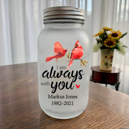 Memorial Jar Night Light "I Am Always With You" Red Robin Memorial Bottle Solar Light-Jessemade AU