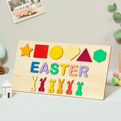 Jessemade Personalised Bunny Name Wooden Puzzles Easter Gift for Toddlers-Jessemade AU