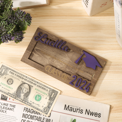 Class of 2024 Personalised Graduation Cash Clip Custom Name & Text Cash Box Creative Gifts for Her/Him-Jessemade AU