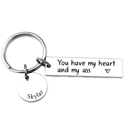 Personalised Couple Keychain Custom Name Keyring "You Have My Heart And My Ass" Valentine's Day Gifts for Couples-Jessemade AU