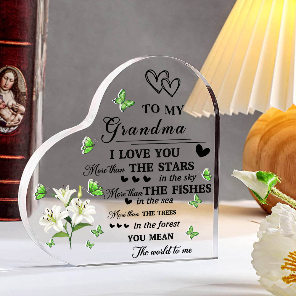 To My Grandma Acrylic Heart Keepsake Heart Ornament-To My Grandma I Love You-Jessemade AU