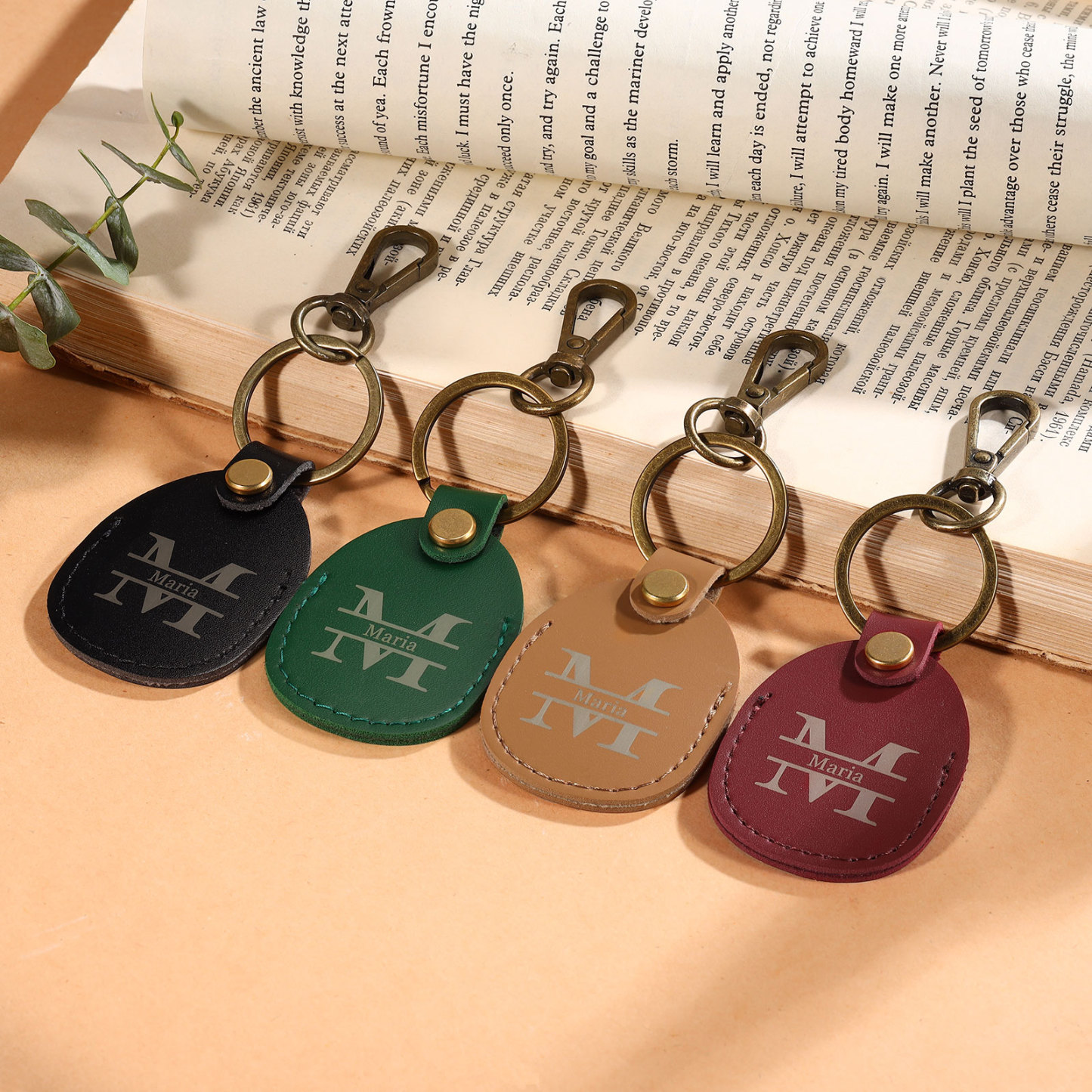 Personalised Name & Letter Keychain AirTag Protective Case Leather Keychain Gift for Him/Her-Jessemade AU