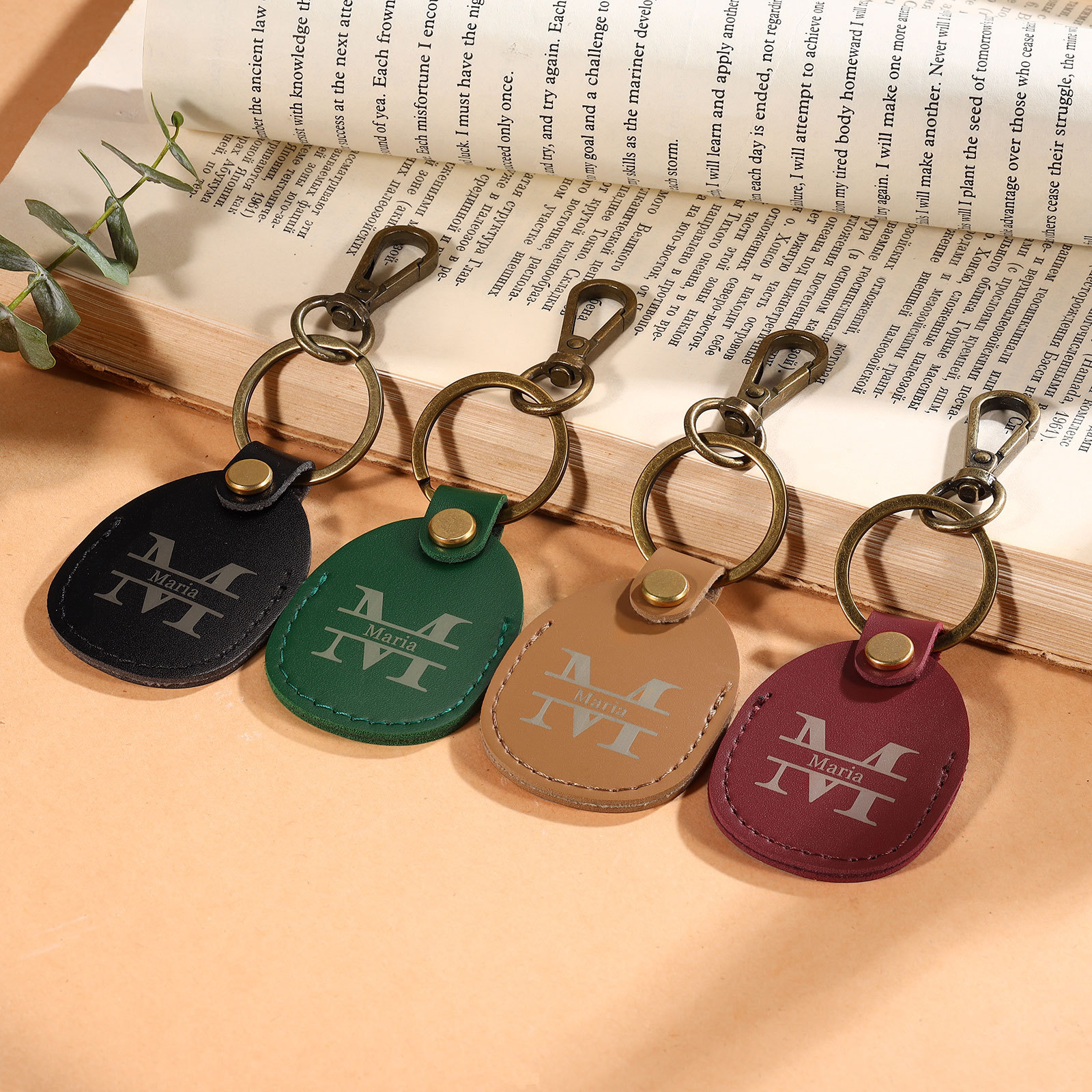 Personalised Name & Letter Keychain AirTag Protective Case Leather Keychain Gift for Him/Her-Jessemade AU