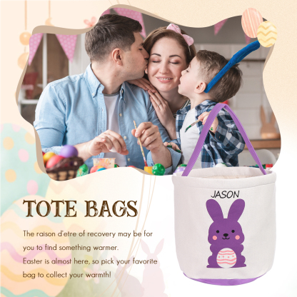 Personalised Bunny Tote Bag Custom Name Bunny Bucket Bag Easter Gifts-Jessemade AU