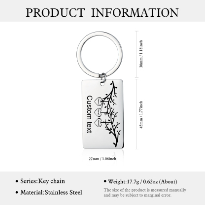 Custom Family Tree Keychain with 3 Names Personalised Dog Tag keyring-Jessemade AU