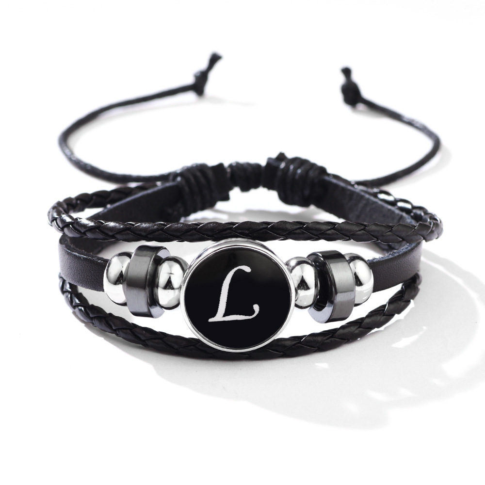26 Letter Leather Braided Bracelets A-Z Initial Alphabet Beaded Bracelet Gifts for Women Men-Jessemade AU