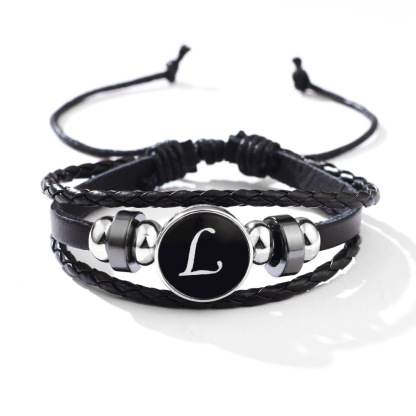 26 Letter Leather Braided Bracelets A-Z Initial Alphabet Beaded Bracelet Gifts for Women Men-Jessemade AU