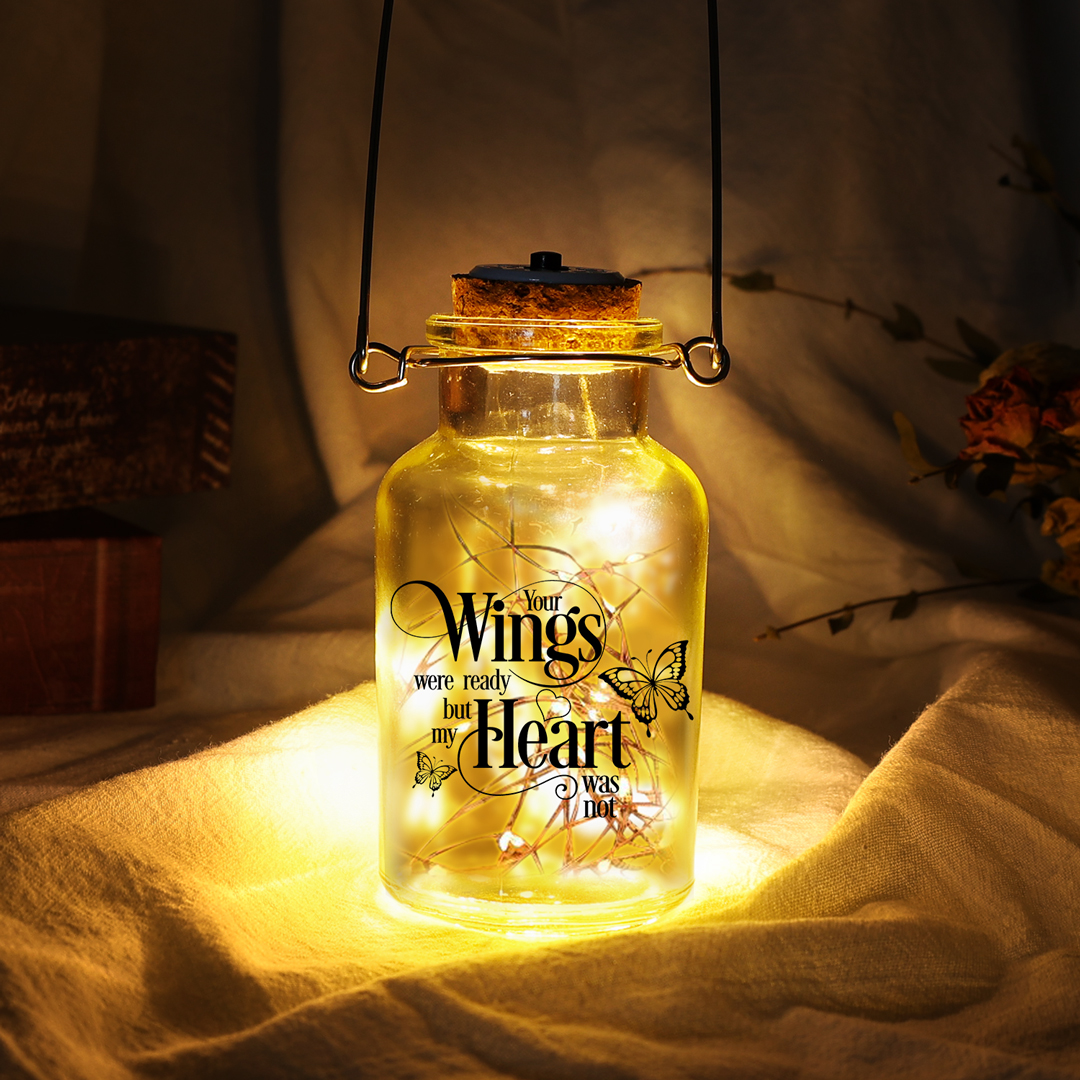 Butterfly Memorial Jar Night Light "Your Wings Were Ready But My Heart Was Not"-Jessemade AU