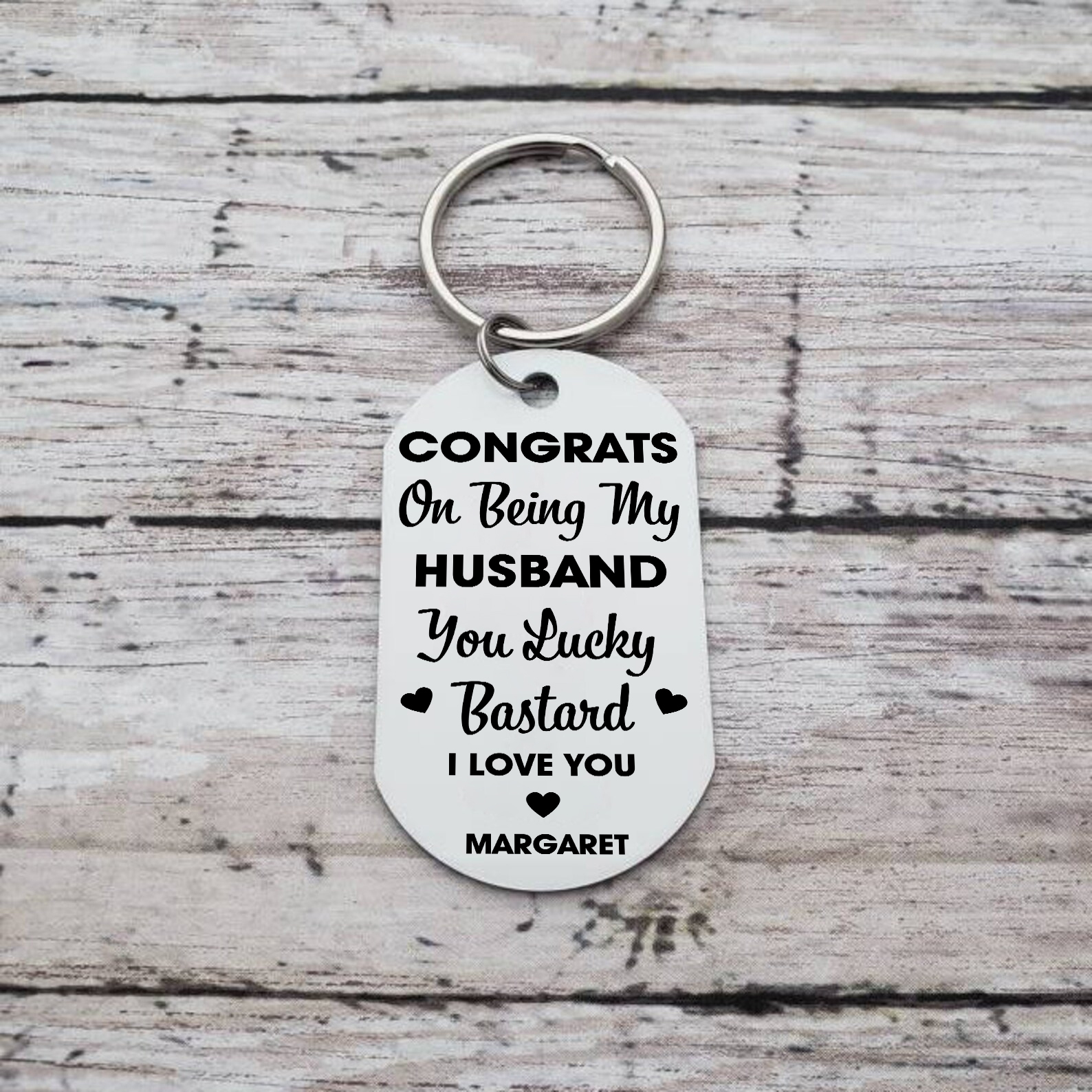 Congrats On Being My Husband - Personalised Couple Keychain Custom Name & Photo Keyring-Jessemade AU