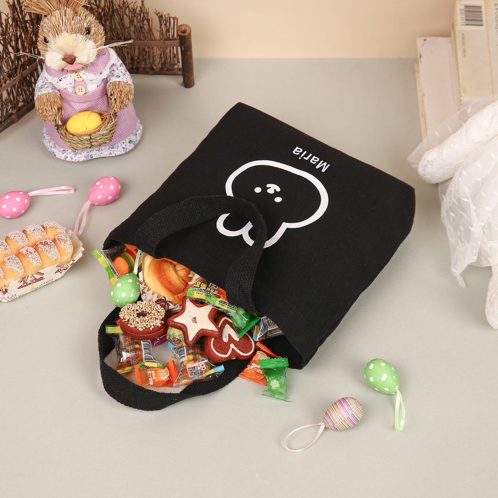 Personalised Bunny Tote Bag Customised with Name Bunny Handbag Easter Gifts-Jessemade AU