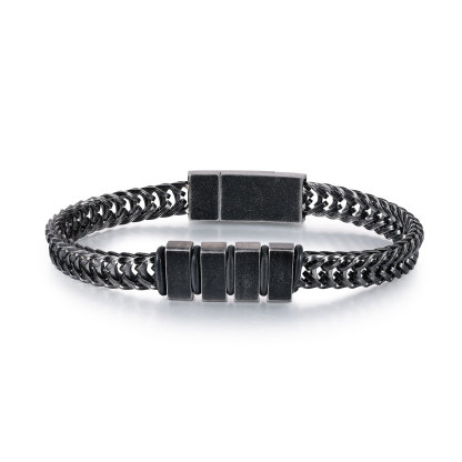 4 Names - Men's Vintage Bracelet Customised Name Stainless Steel Bracelet Personalised Gift for Him-Jessemade AU