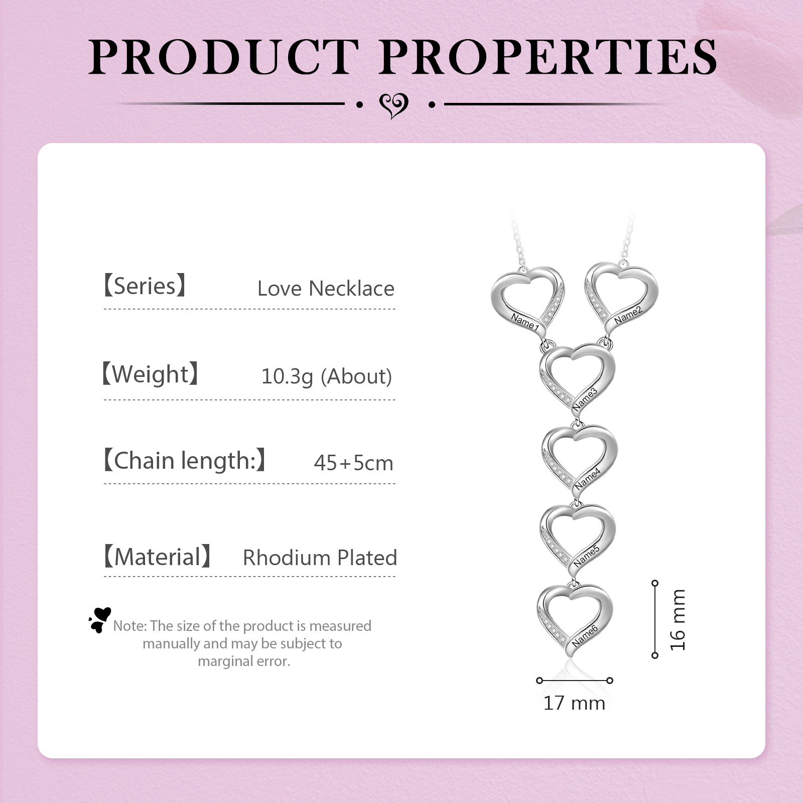 Personalised 6 Hearts Necklaces Custom 6 Family Names Necklaces Gift For Mother-Jessemade AU