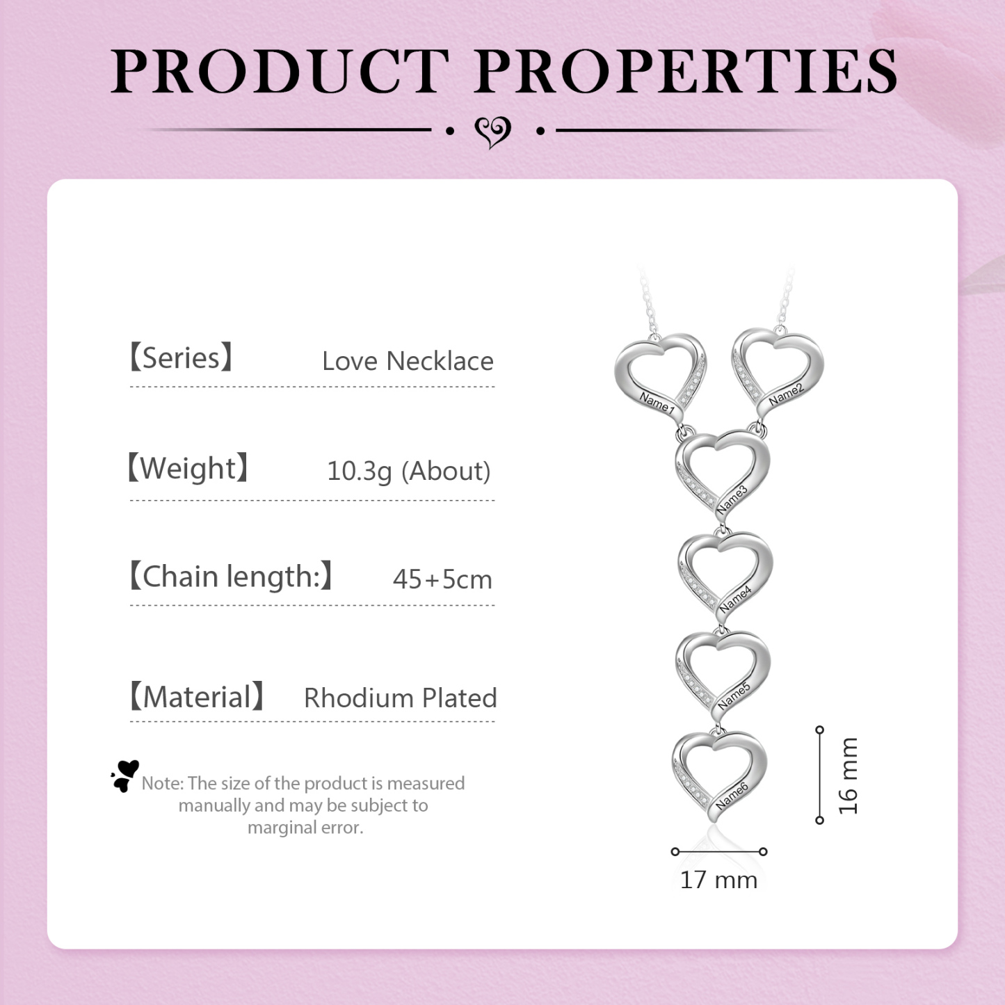 Personalised 6 Hearts Necklaces Custom 6 Family Names Necklaces Gift For Mother-Jessemade AU