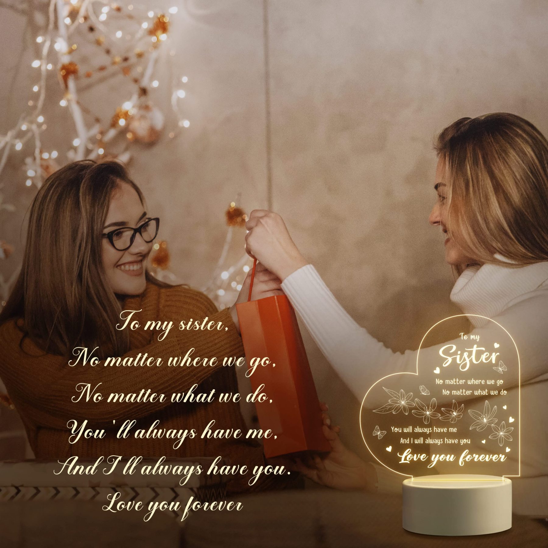 To My Sister - Love You Forever Night Light LED Lamp Bedroom Decoration For Sister-Jessemade AU