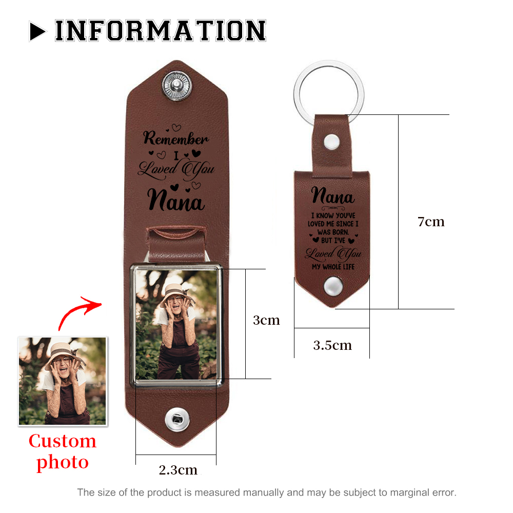 Personalised Photo Keychain Leather Keychain Gifts for Grandma - Remember I Loved You, Nana-Jessemade AU