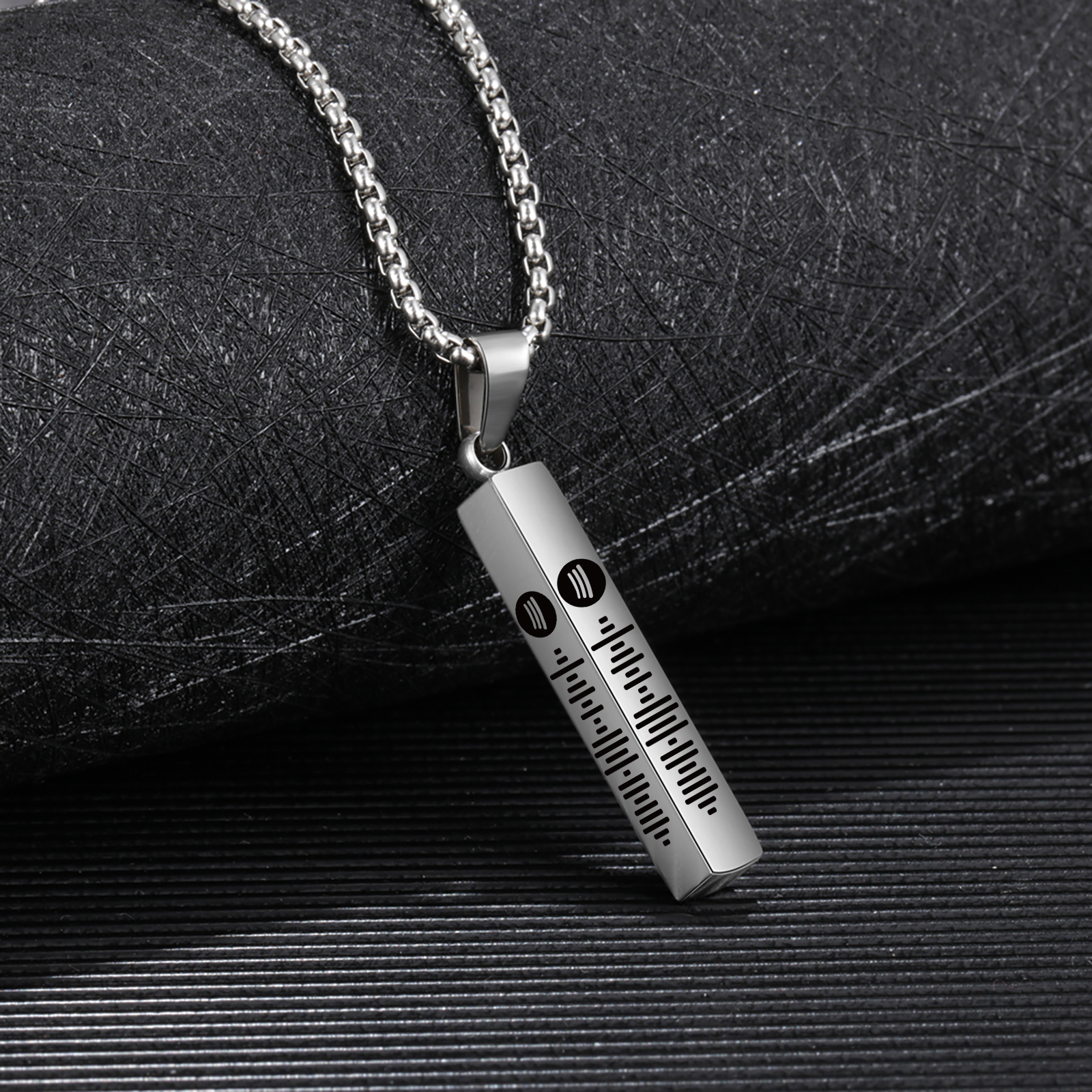 Personalised 3D Vertical Bar Necklace Customised Music Spotify Code Necklace for Her Him-Jessemade AU