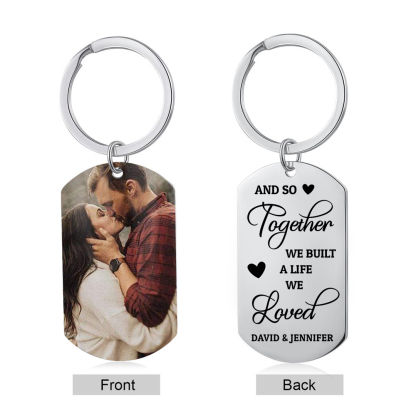 Couple Photo Keychain Customised 2 Names Keyring Valentine's Day Gifts - And So Together We Build A Life We Loved-Jessemade AU