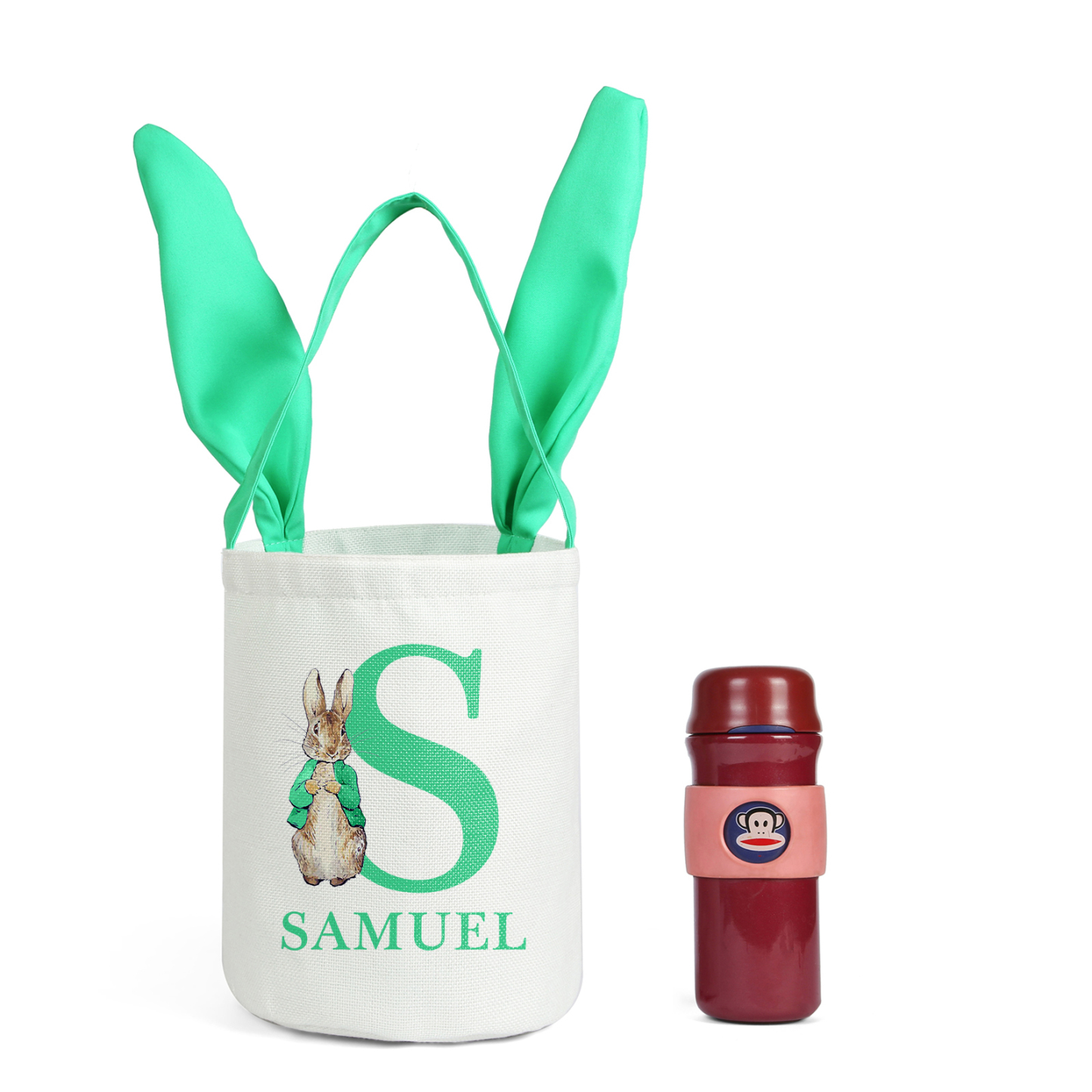 Easter Bunny Tote Bag Personalised Name & Letter Bucket Bag Bunny Basket Gifts For Kids-Jessemade AU