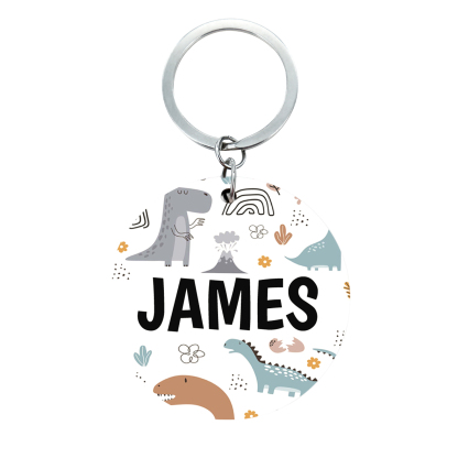 Customised 1 Name Dinosaur Pattern Keychain Unique Back to School Gift for Kids-Jessemade AU