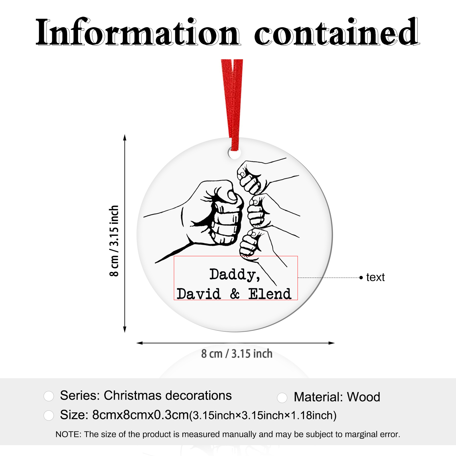 Personalised Christmas Tree Ornaments Wooden Fist Signs Christmas Pendant Custom Text Gifts for Family Friends-Jessemade AU