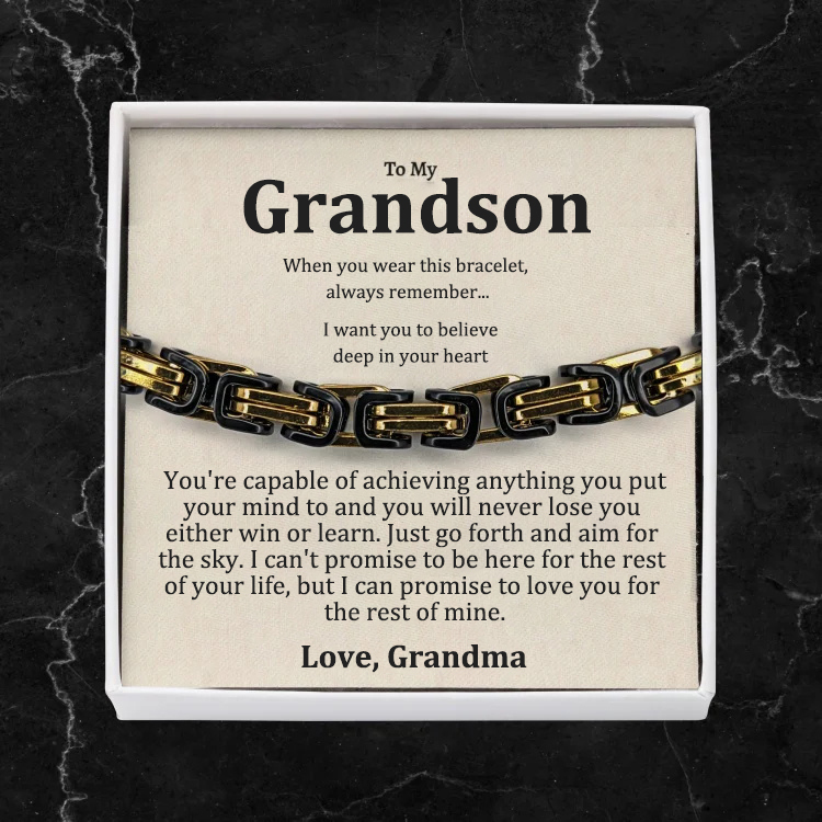 To My Grandson I'll always carry you in my heart Cuban Link Bracelet Stainless Steel Bracelet Warm Gift-Jessemade AU