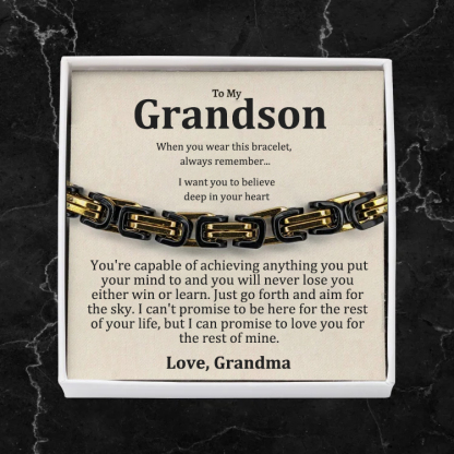 To My Grandson I'll always carry you in my heart Cuban Link Bracelet Stainless Steel Bracelet Warm Gift-Jessemade AU