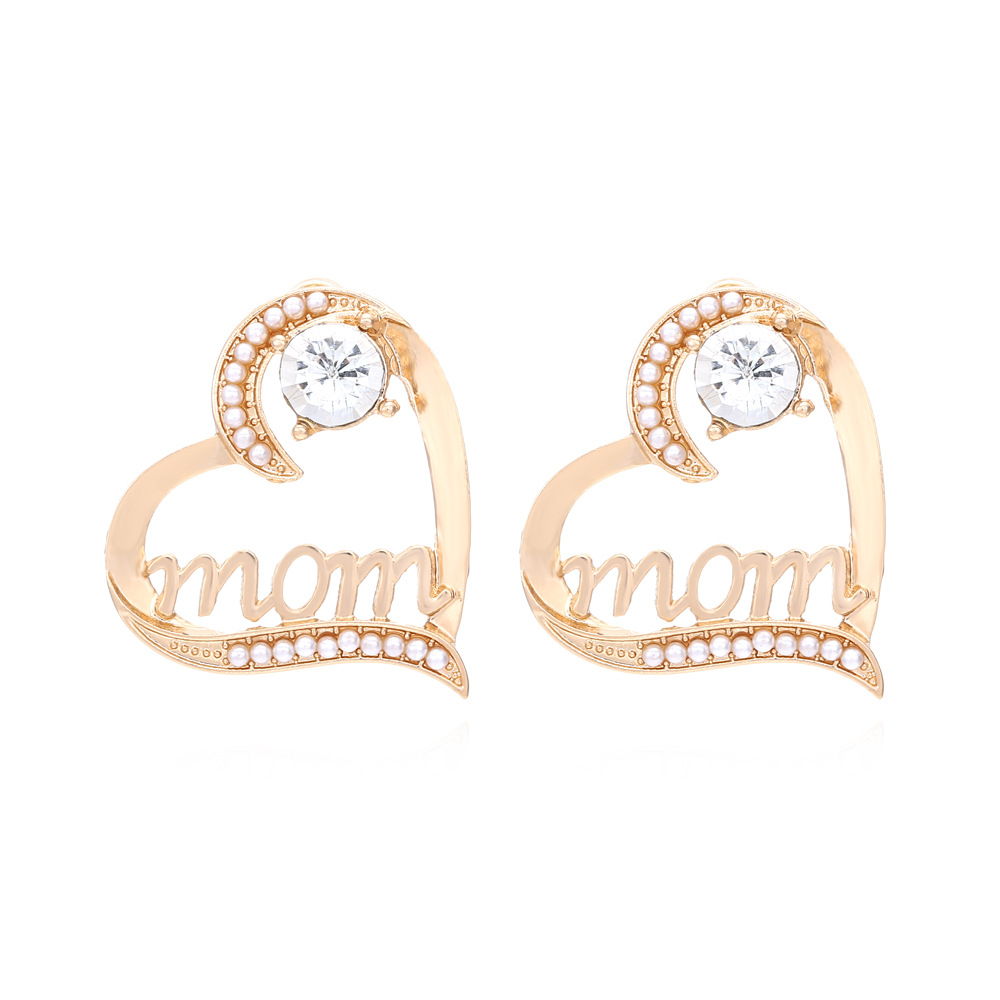 Mom Earrings Diamond Cute Earrings Zinc Alloy Gift for Mother-Jessemade AU