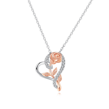 Jessemade Silver Colour Rose Necklace-Jessemade AU