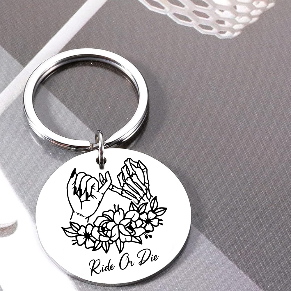 Personalised Round Keychain Custom Text Pinky Swear Keyring Gift For Friend/Sister/Bestie-Jessemade AU