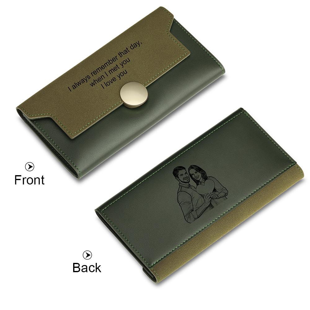 Personalised Leather Wallet Engraved Photo Long Purse Gifts For Men-Jessemade AU