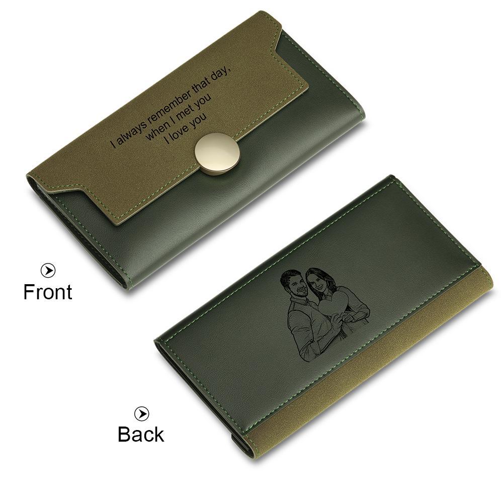 Personalised Leather Wallet Engraved Photo Long Purse Gifts For Men-Jessemade AU