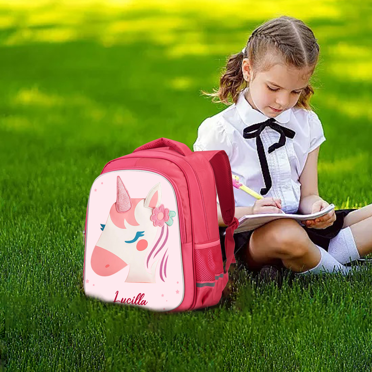 Girls Backpack for School Custom Name Unicorn Backpack Kids Travel Day Bag-Jessemade AU