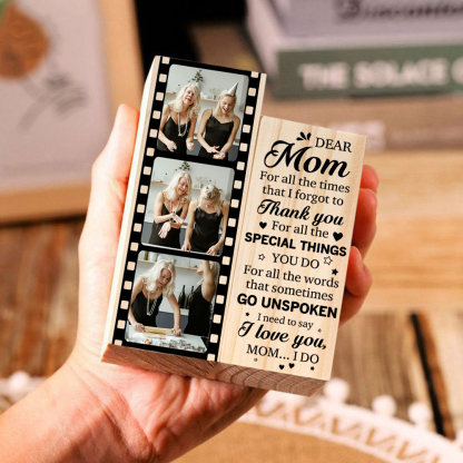 To My Mum/Mom Candle Holder Custom 3 Photos Wooden Candlestick - For All The Times I Forgot To Thank You-Jessemade AU