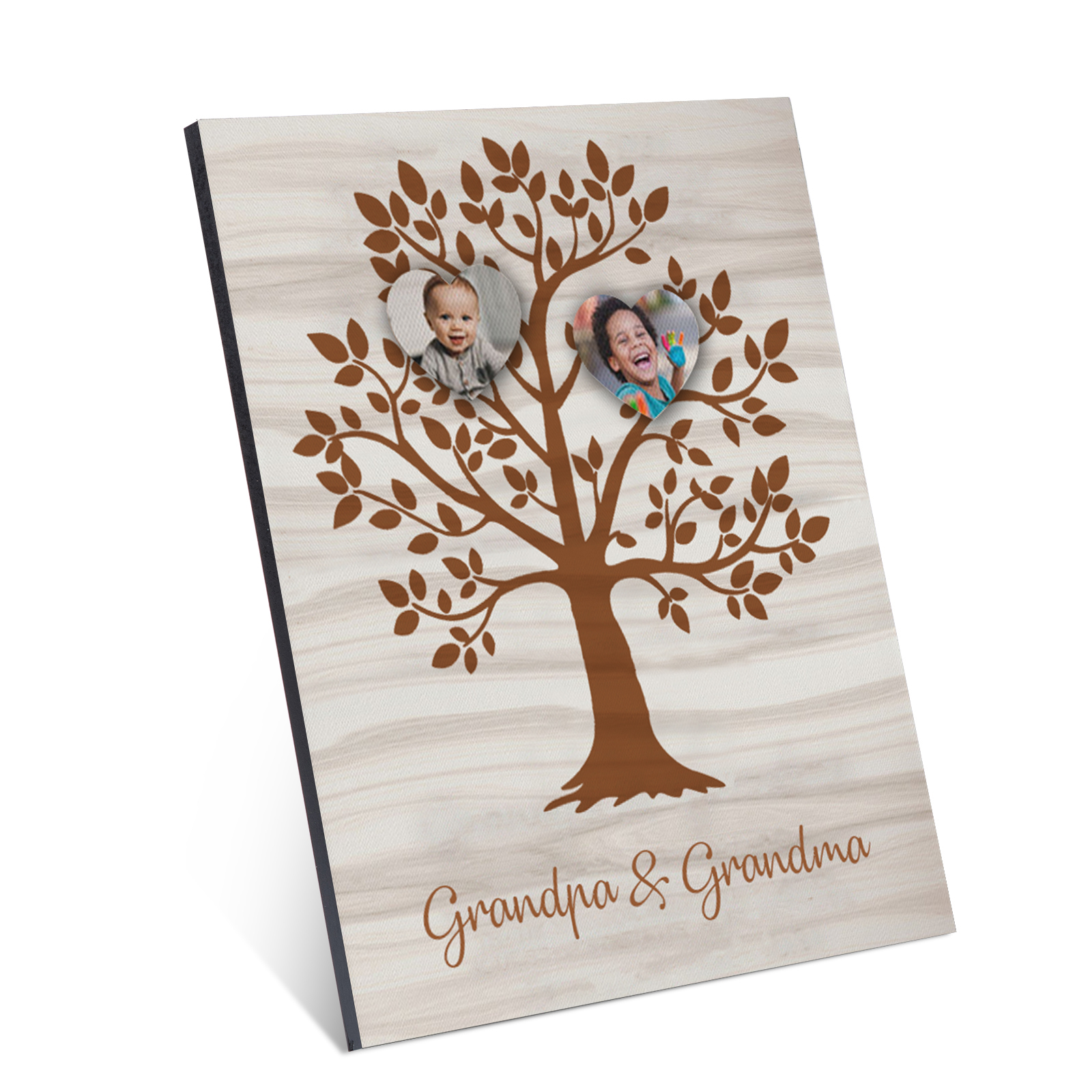 Personalised Photo Family Tree Wood Signs Engrave 2 Photos Frame-Jessemade AU