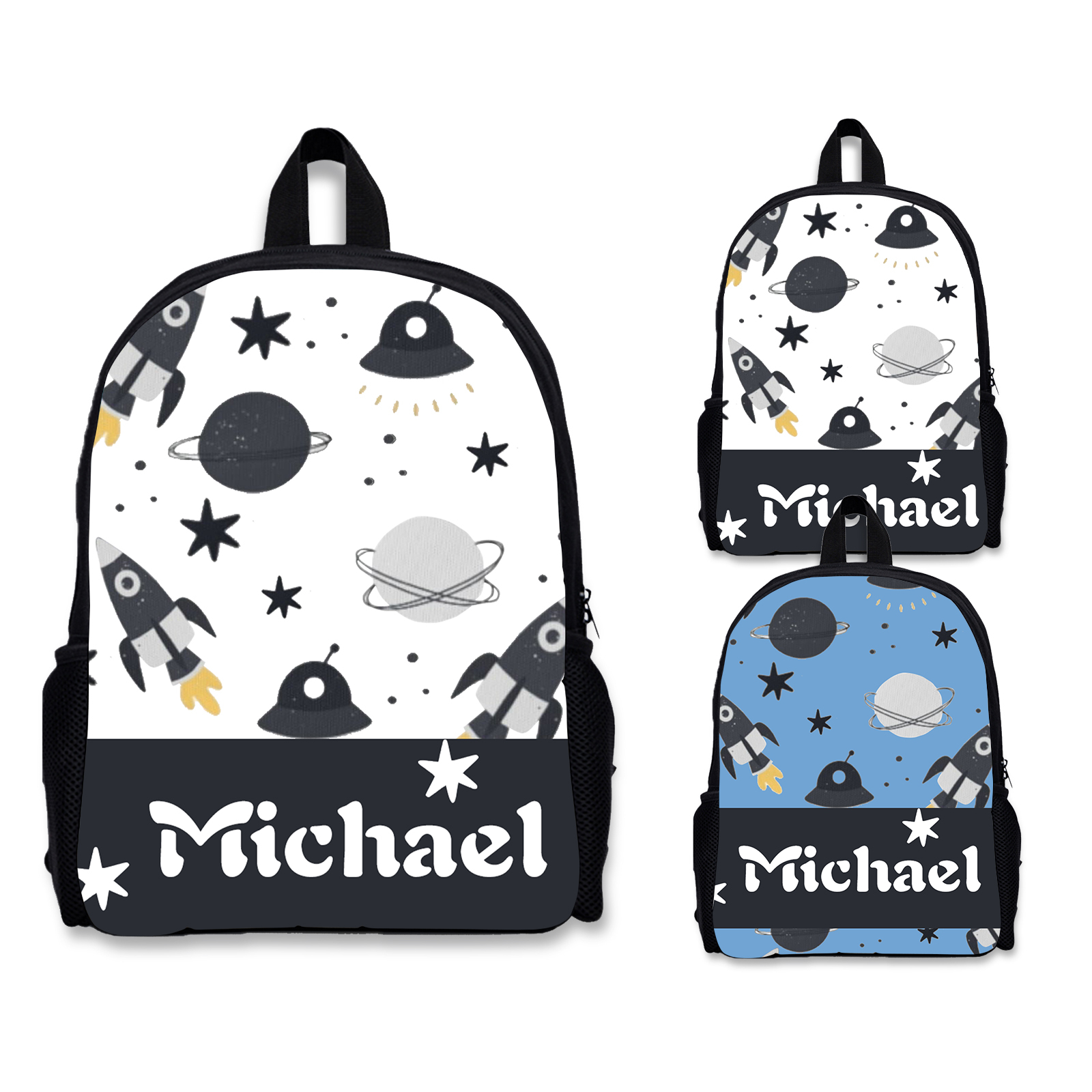 Custom Name Schoolbag Personalised Rocket and Satellite Backpack Travel Bag for Kids-Jessemade AU