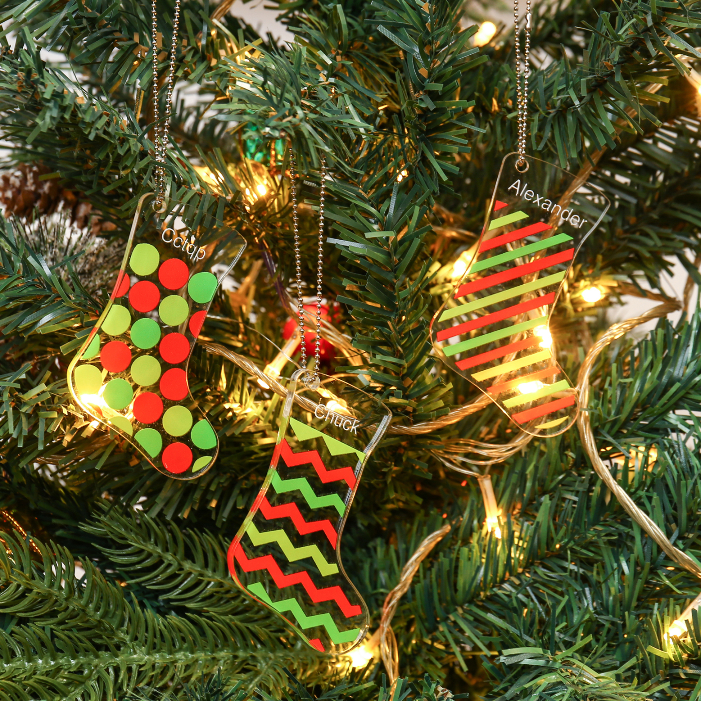 Personalised Acrylic Christmas Sock Ornaments Customised 1 Name Xmas Pendant Gifts for Boys Girls-Jessemade AU