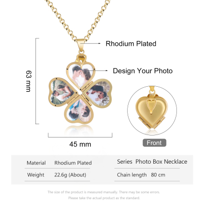 Personalised Heart Photo Locket Necklace Custom 4 Photos Necklace Gifts For Him Her-Jessemade AU
