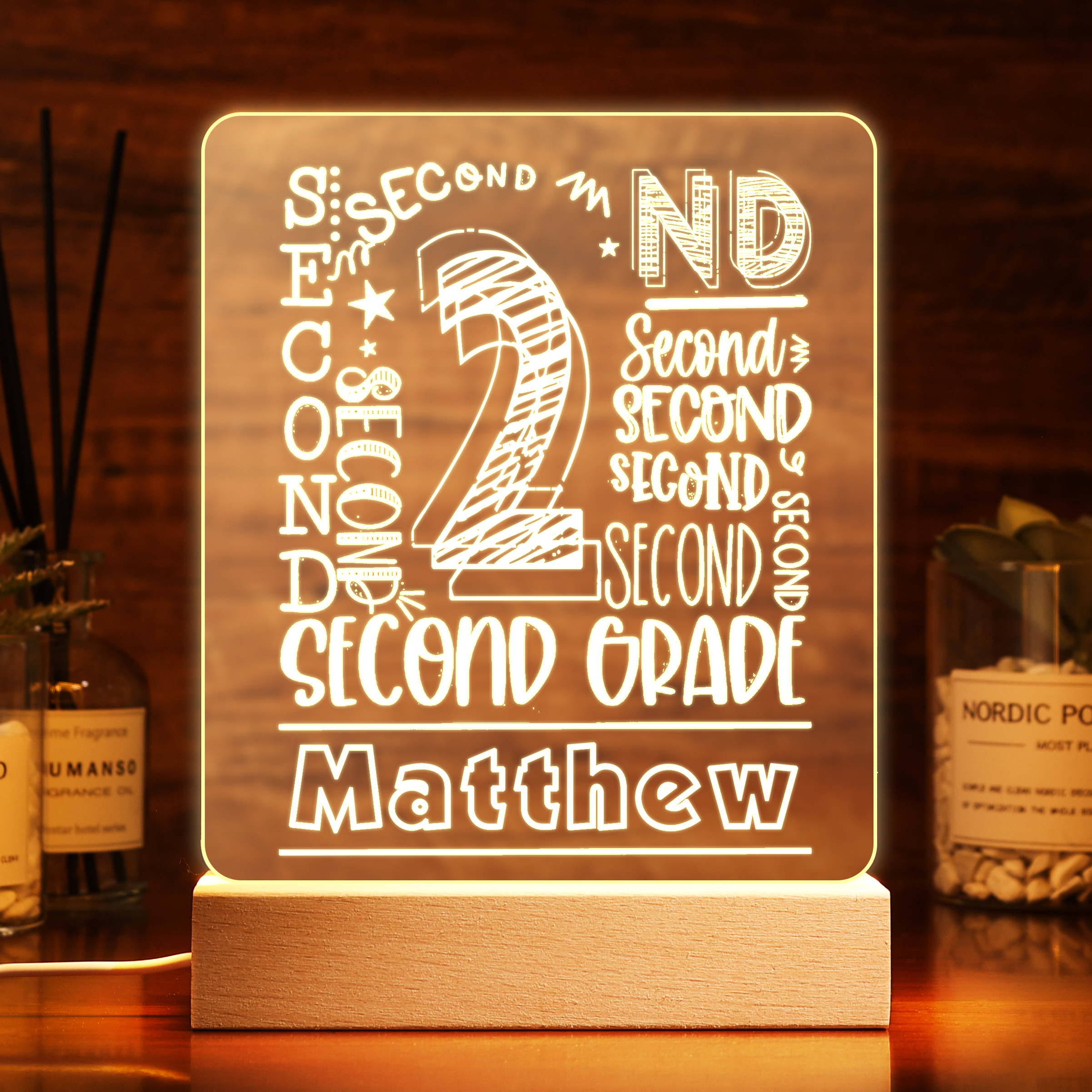 Personalised Night Light Custom Name and Year LED Lamp Night Light Birthday Gifts For Kids-Jessemade AU