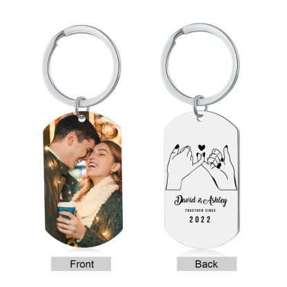 Personalised Couple Photo Keychain Custom 2 Names & Text & Year Keyring Pinky Swear Special Gifts-Jessemade AU