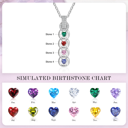 Custom Family Necklace Cascading Pendant with 4 Birthstones Engraving 4 Names Gifts for Her-Jessemade AU