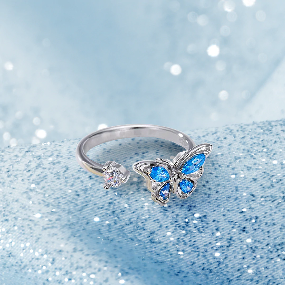 Butterfly Fidget Ring Anxiety Spinning Ring for Daughter Granddaughter-Jessemade AU