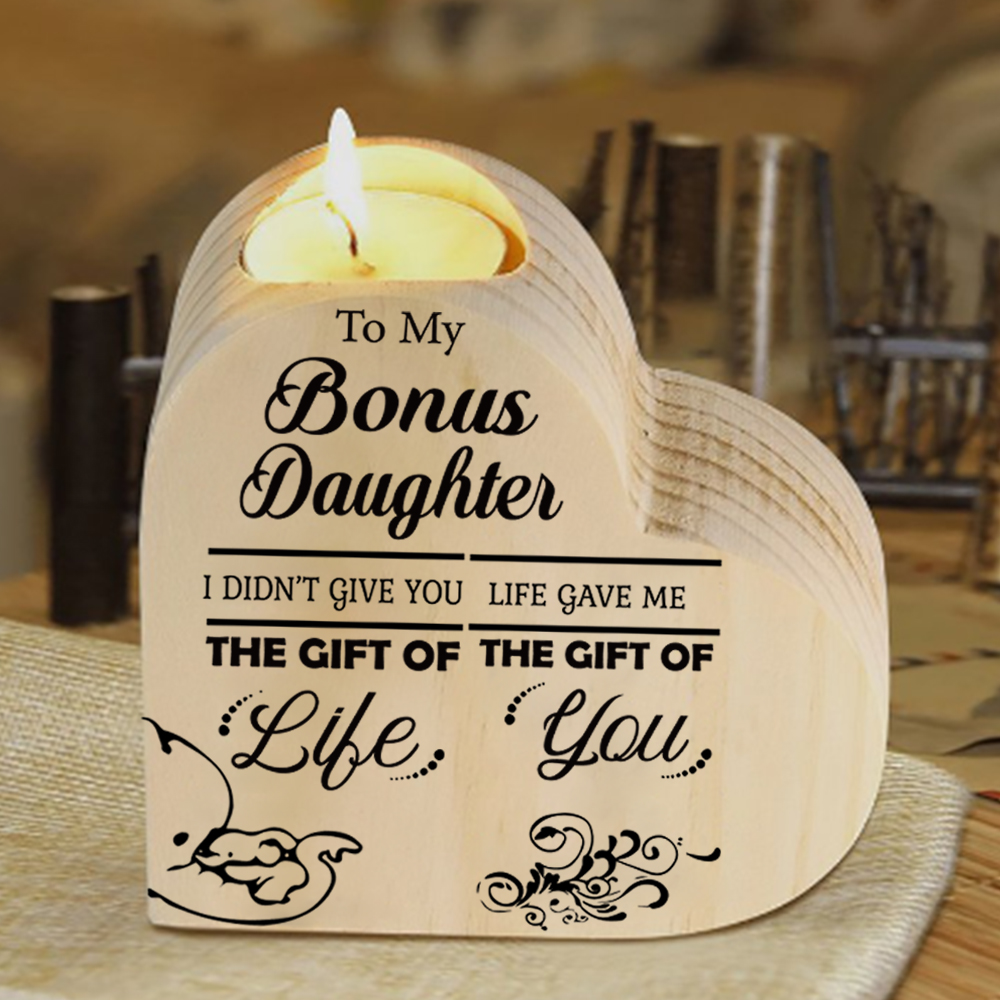 To My Daughter Wooden Heart Candle Holder "life given me the gift of You" Gifts For Daughter-Jessemade AU
