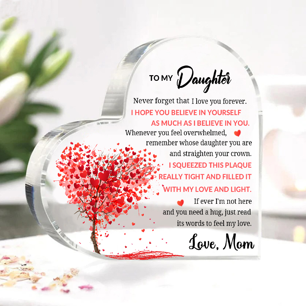 To My Daughter Acrylic Heart Keepsake Red Tree Ornament - Never Forget That I Love You Forever-Jessemade AU