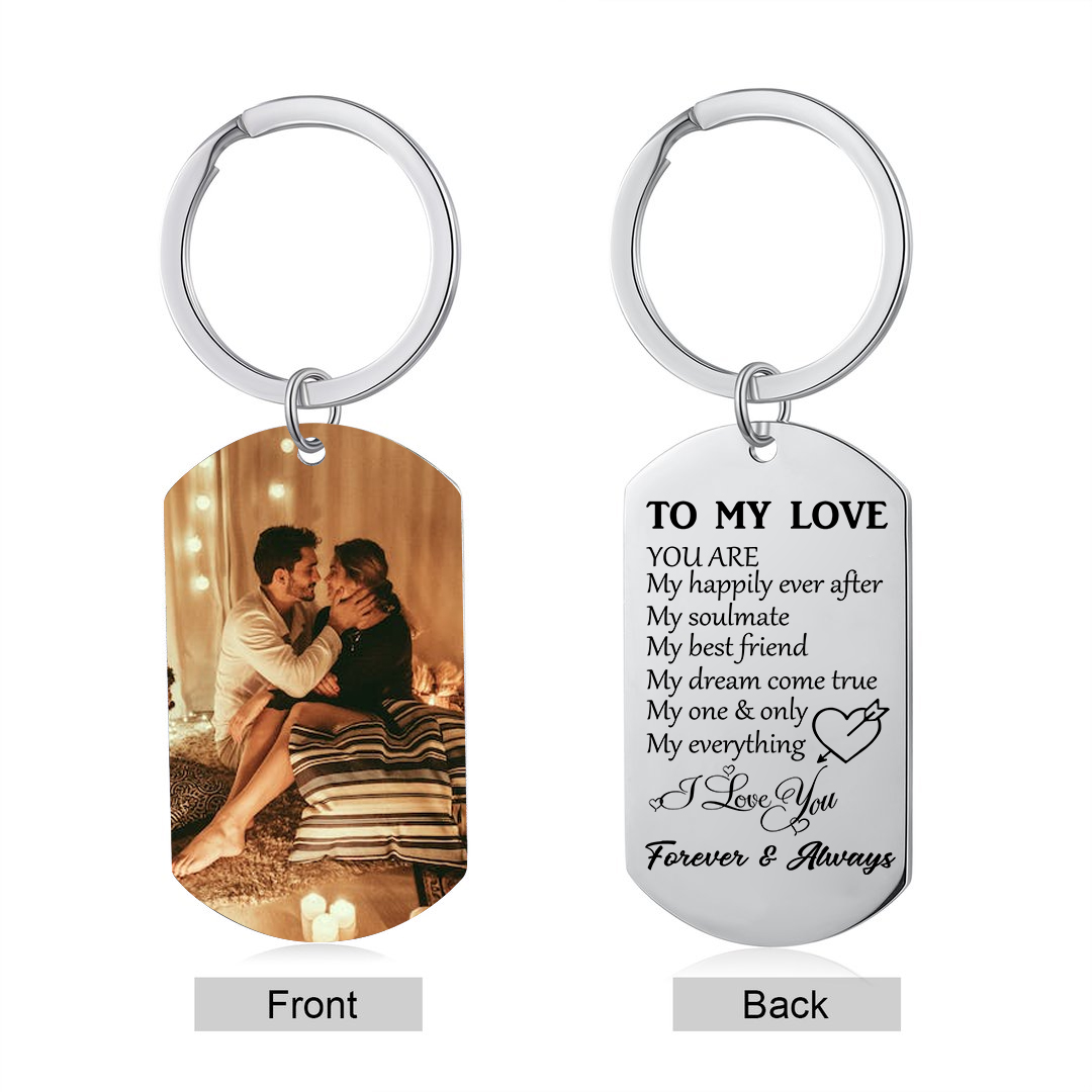 To My Love/Man Couple Keychain Customised Photo Stainless Steel Keyring Valentine's Day Gift for Couples-Jessemade AU