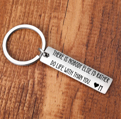 Personalised Letter Keychain Stainless Steel Keychain Couple Gift - There Is Nobody Else I'd Rather Do Life With Than You-Jessemade AU