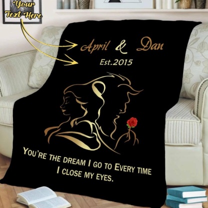 Personalised Couple Blanket Engrave Photo Sweet Gift "You're the dream I go to every time I close my eyes"-Jessemade AU