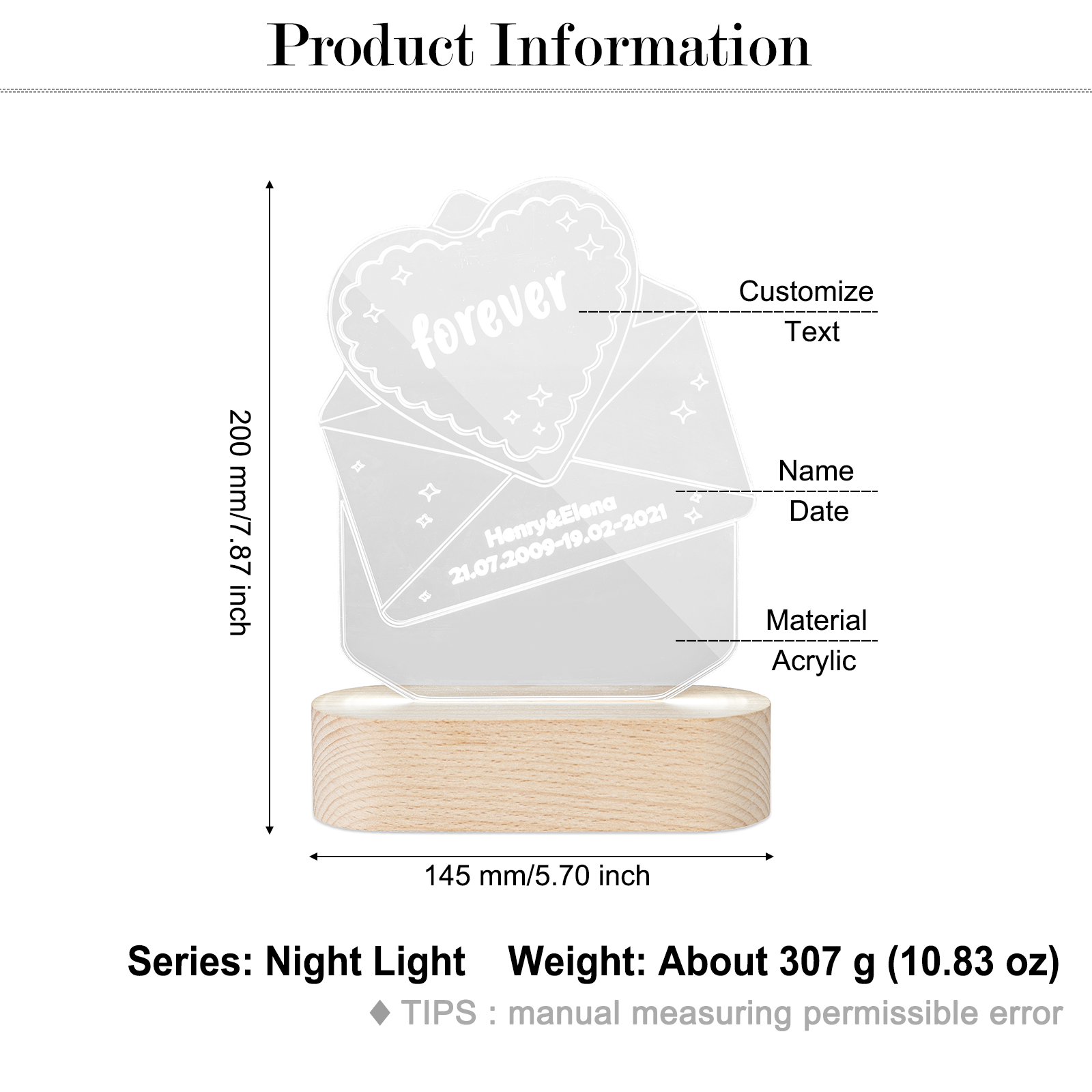Customised Envelope Night Light-Jessemade AU