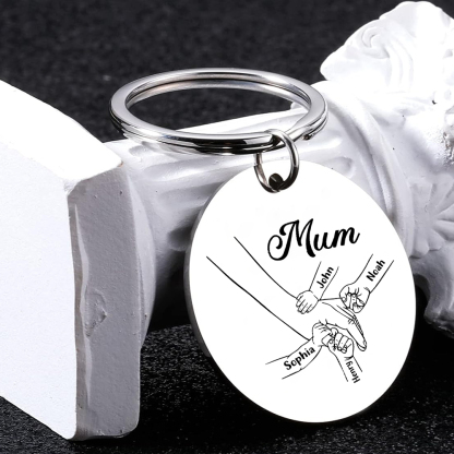 4 Names - Personalised Text Keychain Holding Hands Keychain Mother's Day Gifts For Grandma/Mother-Jessemade AU