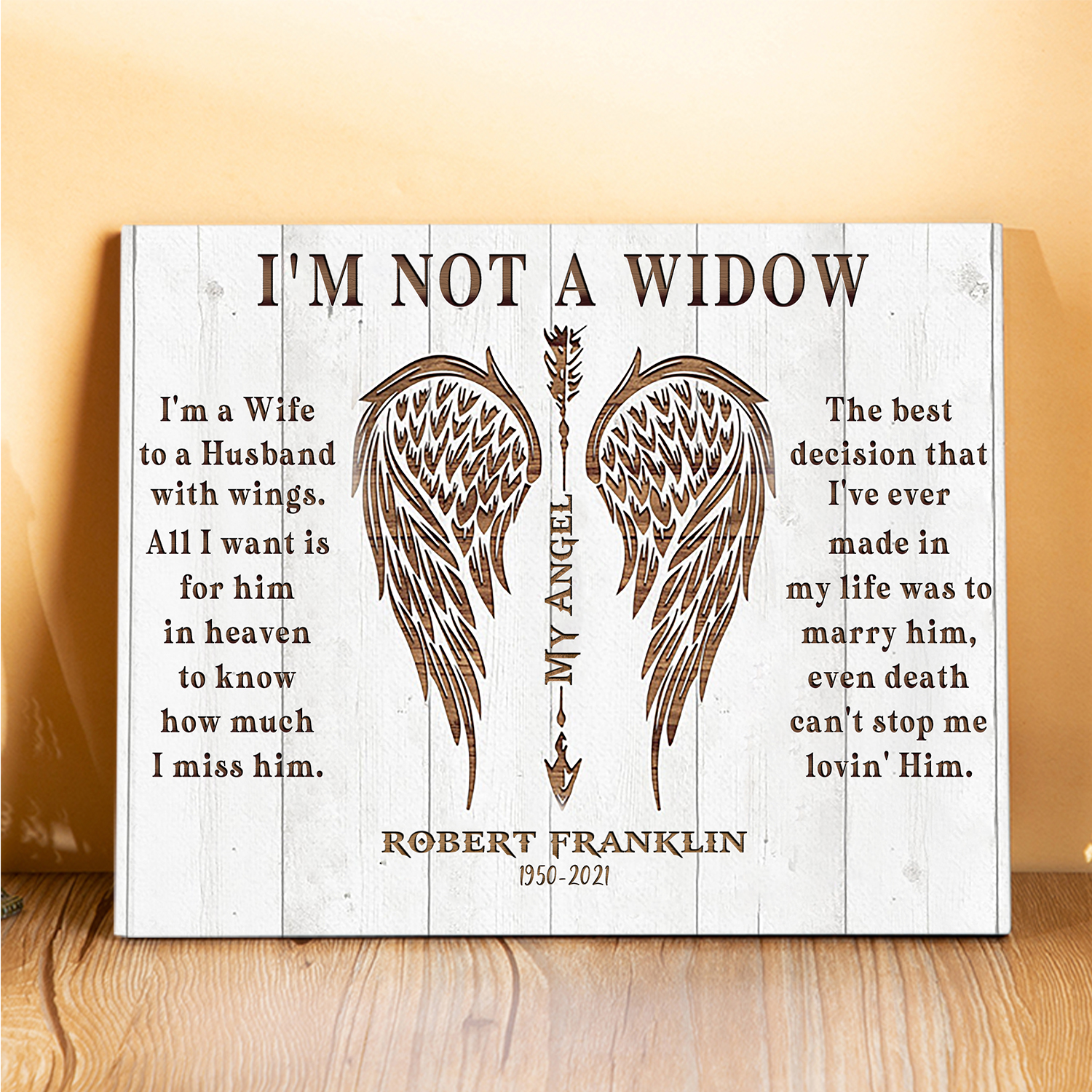 Memorial Wooden Plaque Custom Texts Art Decorations Picture Board Desktop Ornaments - I'm Not A Widow-Jessemade AU
