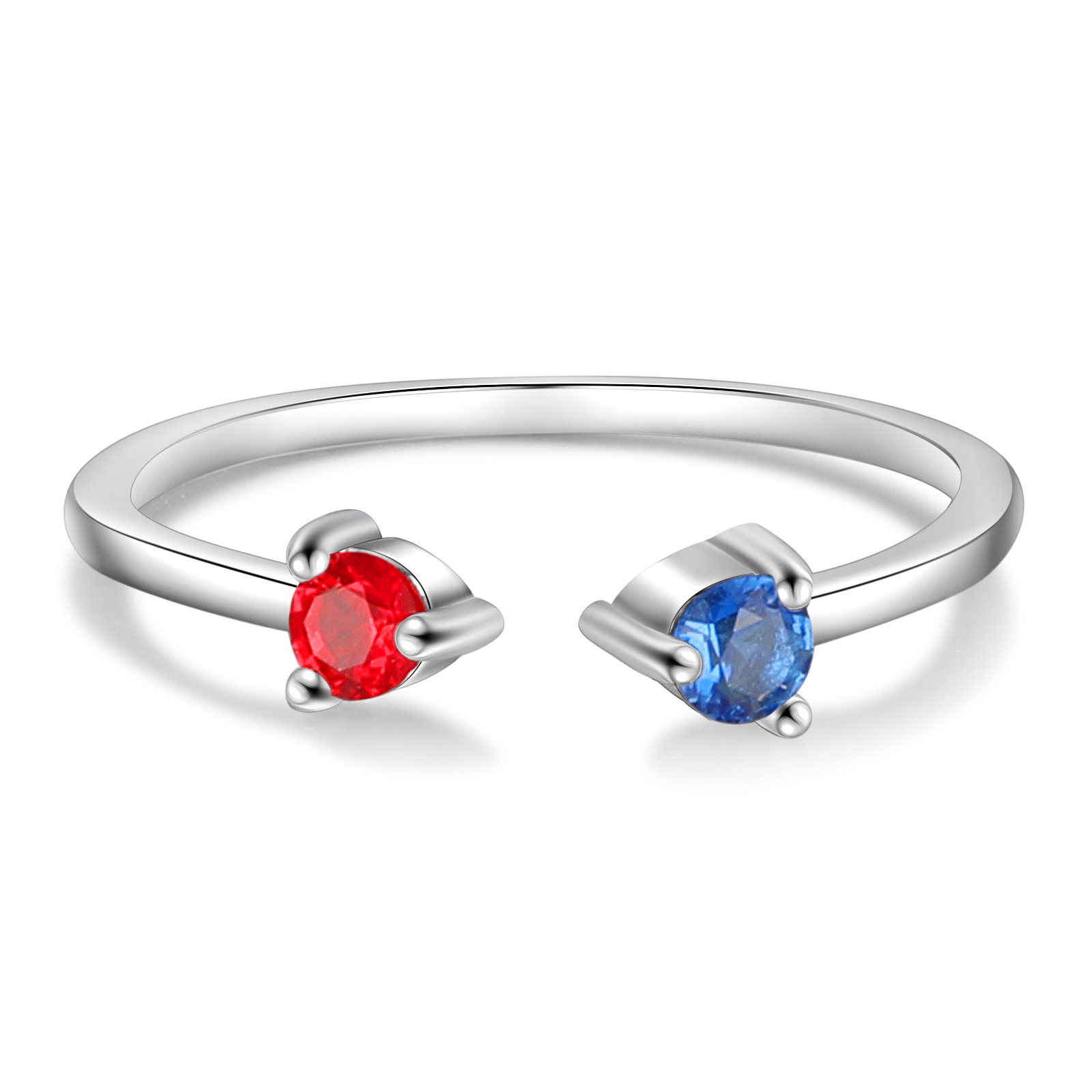 Personalised Ring With 2 Birthstones Engraved Ring Gift For Women
